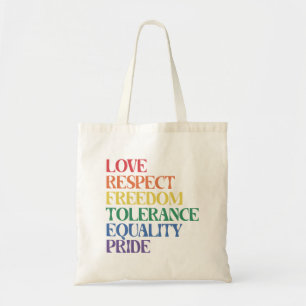 Tote Bag Amour Respect Liberté Arc-en-ciel LGBTQ Fierté Gay