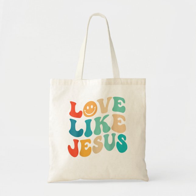 Tote Bag Amour Rétro Comme Jésus Sourire Visage esthétique  (Devant)