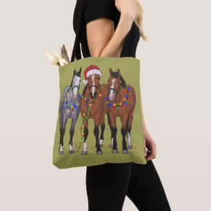 Tote Bag Amoureux de chevaux Noël Ferme Animaux Amoureux d'