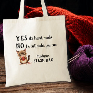 Tote Bag Amoureux de laine drôle Chats grincheux Tricoteuse