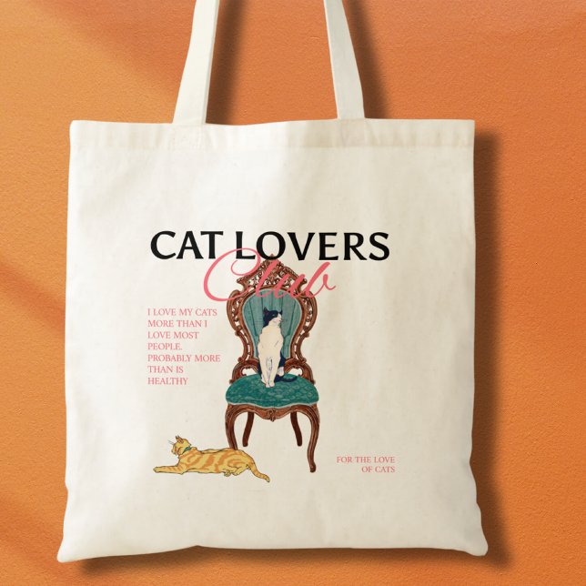 Tote Bag Amoureux de les chats rétro (Retro cat lovers tote bag.)