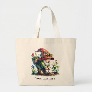 Tote Bag Amoureux de les jardins gnome mignons Grand