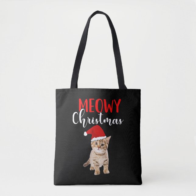 Tote Bag Amoureux des chats Joyeux Noël (Devant)