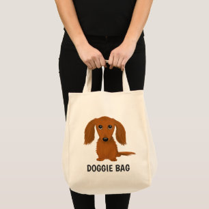 Tote Bag Amoureux des chiens blanc mignon rouge Dachshund W