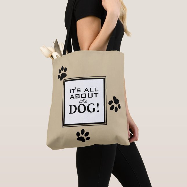 Tote Bag Amoureux des chiens de typographie de mâchoire de  (De près)
