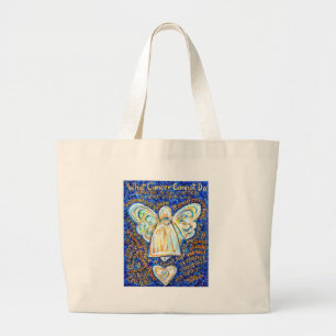 Tote Bag &amp bleu ; Angle de cancer de l'or - Grand