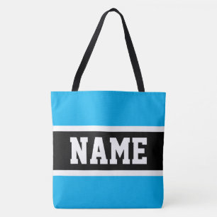 Tote Bag Amusant Athlétique Ciel Bleu Clair Rayures Noires