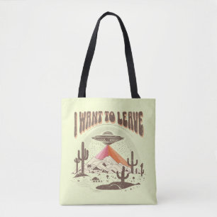 Tote Bag Amusant "Je veux partir" conception de vaisseau sp