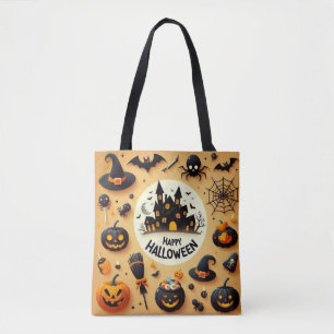 Tote Bag Amusant mélange de Halloween effrayant et maison h