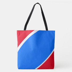 Tote Bag Amusant Sportif Rouge Blanc Bleu Courbes Modernes
