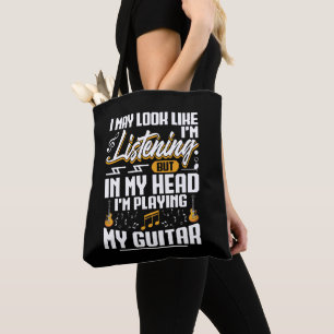 Tote Bag Amusante écoute dans ma tête Je joue ma guitare