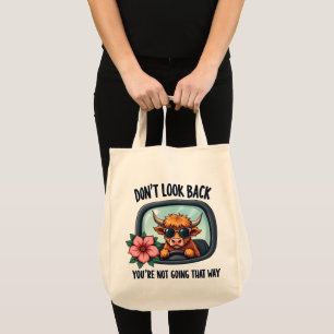 Tote Bag Amusante vache Highland Retro Western Motivational