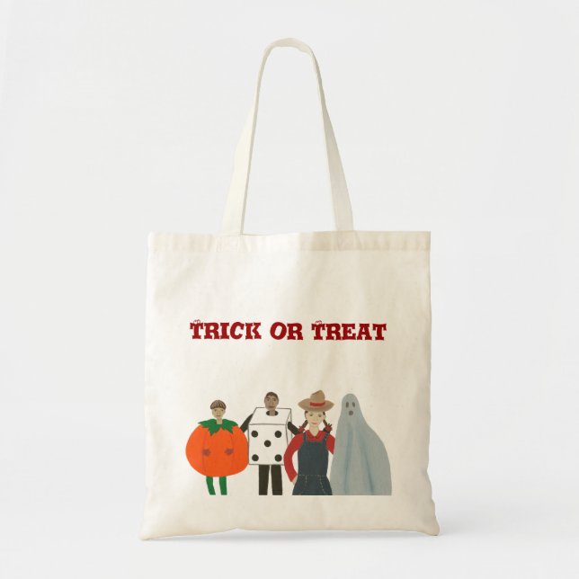 Tote Bag Amusants Costumes d'Halloween Tricoter ou Treat Ba (Devant)