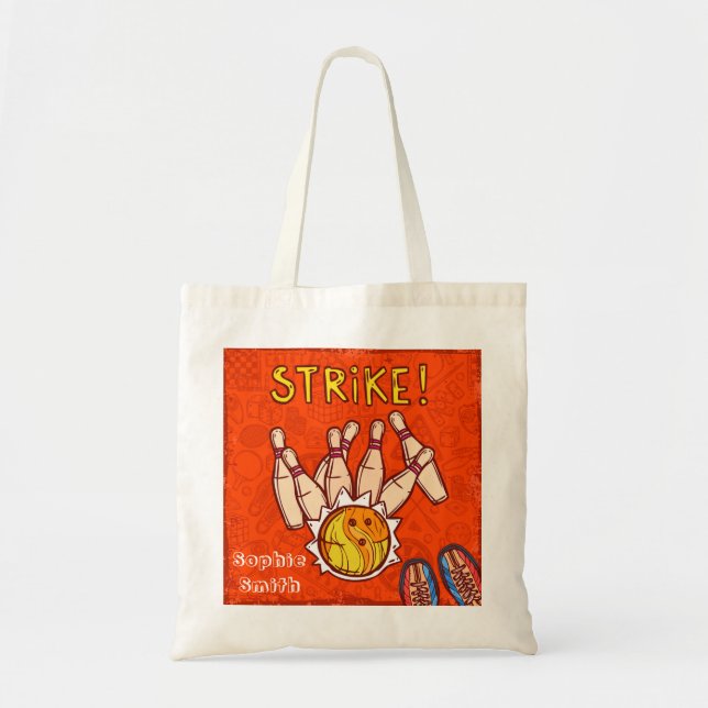 Tote Bag Amusement de bowling moderne à dix quilles (Devant)