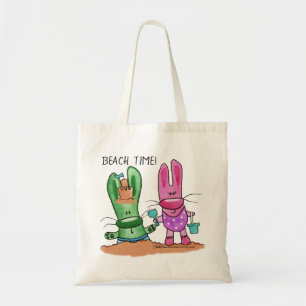 Tote Bag Amusement été Bunnies à la plage