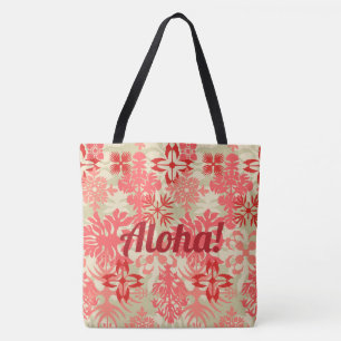 Tote Bag Anahola Bay Hawaiian Abstrait Floral Coral