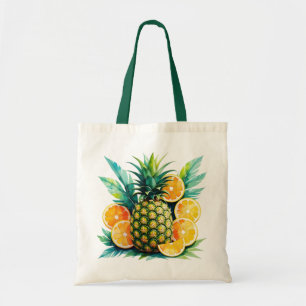 Tote Bag Ananas & Agrumes à l'aquarelle Totem de fruits t