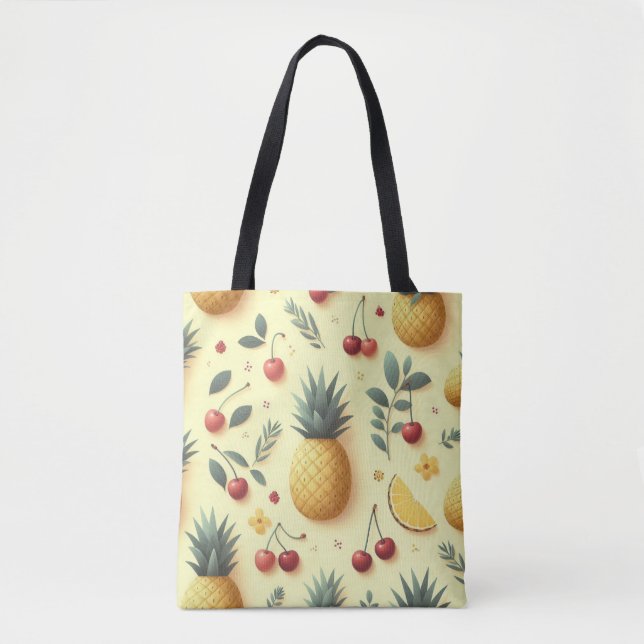 Tote Bag Ananas et cerises (Devant)