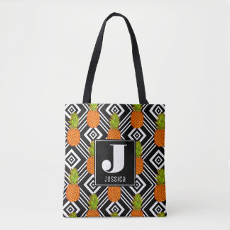 Tote Bag Ananas géométriques | Monogramme