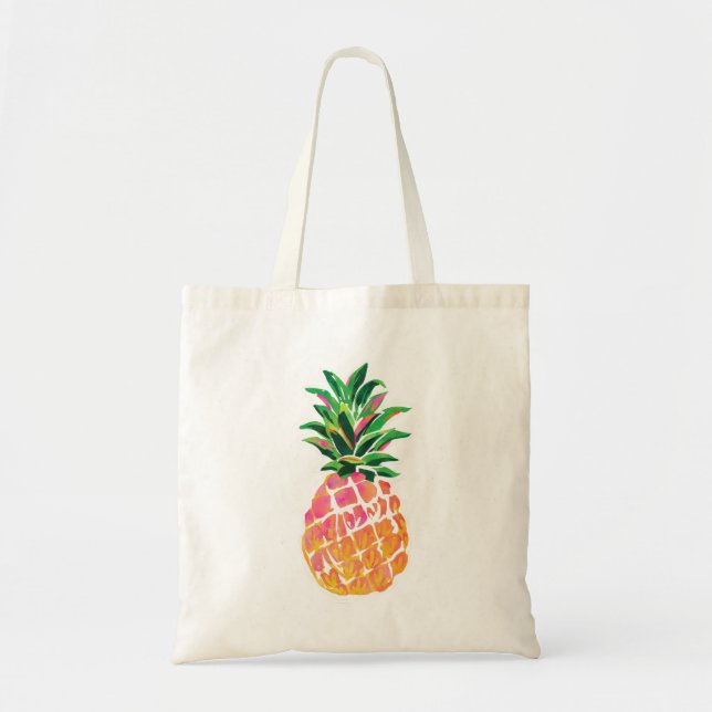 Tote Bag Ananas hawaïen tropical joyeux (Devant)