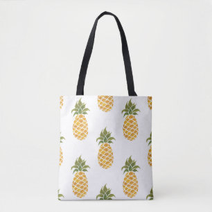 Tote Bag Ananas peint à la main, arrière - plan aquarelle.