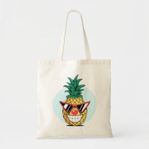 Tote Bag Ananas souriant portant des lunettes de soleil et