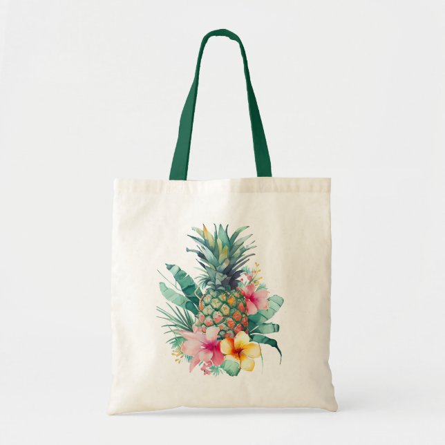 Tote Bag Ananas Tropical Floral (Devant)