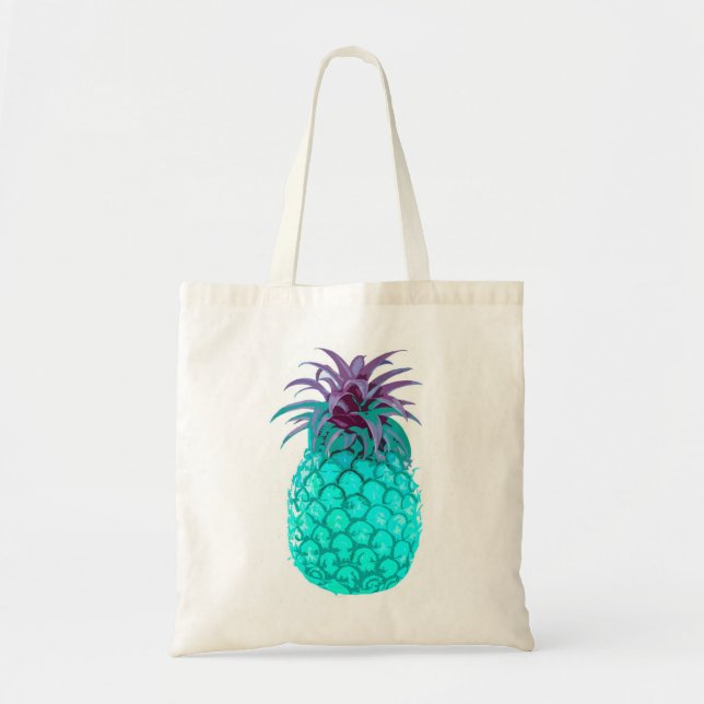 Tote Bag Ananas turquoise fruité Fourre-tout (Devant)
