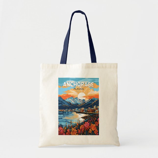Tote Bag Anchorage Alaska Travel Art Vintage (Devant)