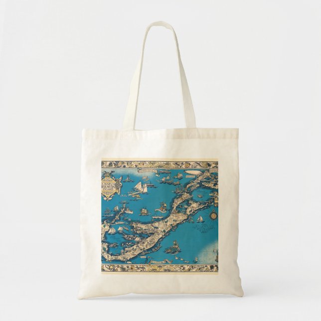 Tote Bag Ancienne carte vintage des Bermudes (Devant)