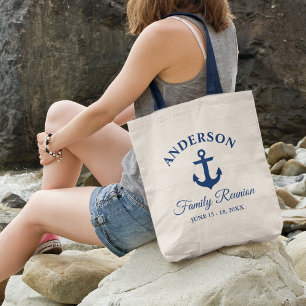 Tote Bag Ancre Bleue Marine Nautique Réunion de famille