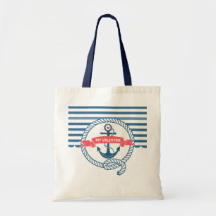 Tote Bag Ancre de bateau nautique Blue Stripes