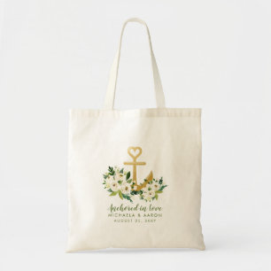 Tote Bag Ancre d'or Mariage nautique personnalisé