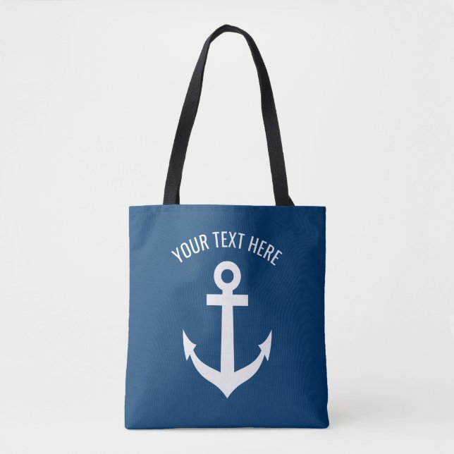 Tote Bag ancre marine marine bleu et blanc sur mesure (Devant)