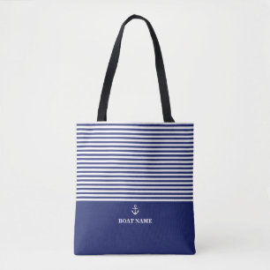 Tote Bag Ancre nautique Bleu marine Rayures