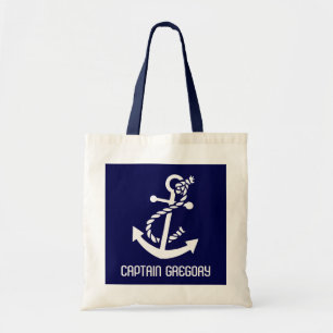 Tote Bag Ancre Nautique Bleue Et Blanche De La Marine