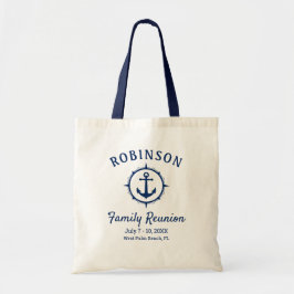 Tote Bag Ancre nautique Famille Réunion Marine Script bleu