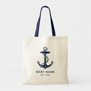 Tote Bag Ancre nautique Nom du bateau et année personnalisé