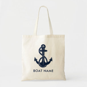 Tote Bag Ancre nautique Nom du bateau moderne personnalisé