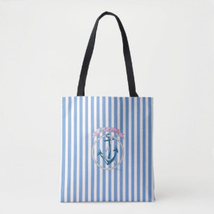 Tote Bag Ancre nautique, "Sail Away", Bleu Stripes, Cool