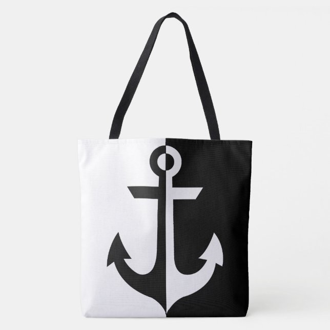 Tote Bag Ancre noir et blanc marine {choisissez votre coule (Devant)