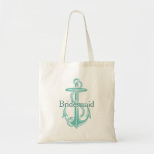 Tote Bag Ancre Vintage Turquoise Clair Demoiselle d'Honneur