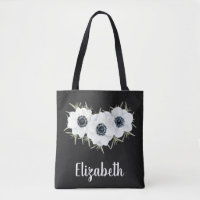 Anémones Noir & Blanc Mariage Botanique Totes