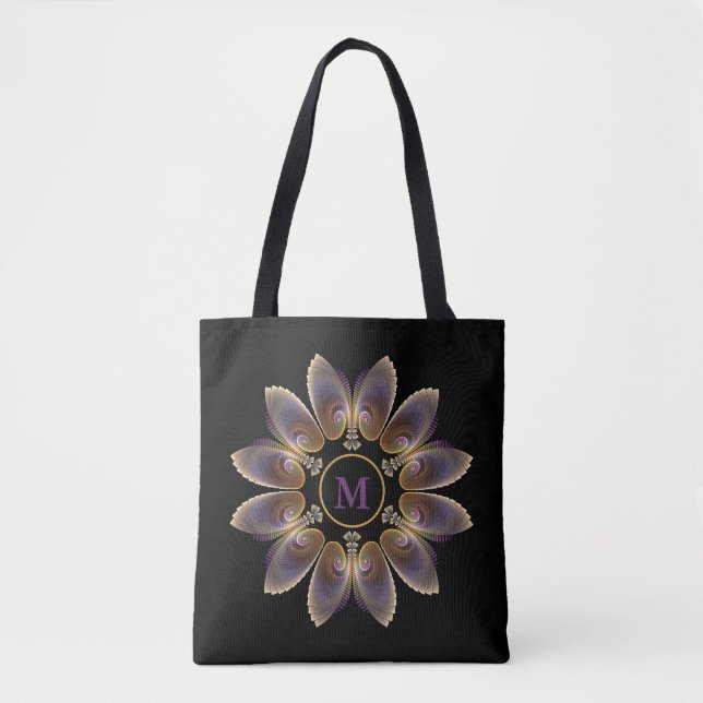 Tote Bag Ange Abstraite ailes Mandala Monogramme fractal (Devant)