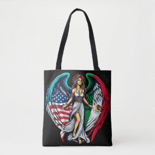 Tote Bag Ange drapeau américain et mexicain woMan Art patri