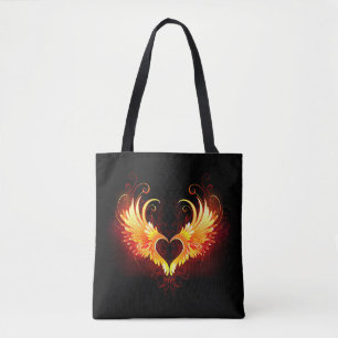 Tote Bag Angel Fire Heart with Wings