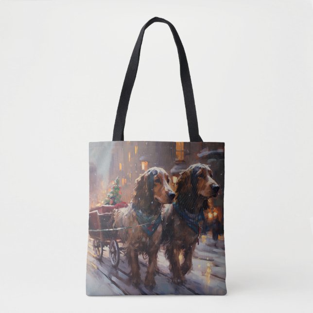 Tote Bag Anglais Cocker Spaniel Noël Festin Saison (Devant)