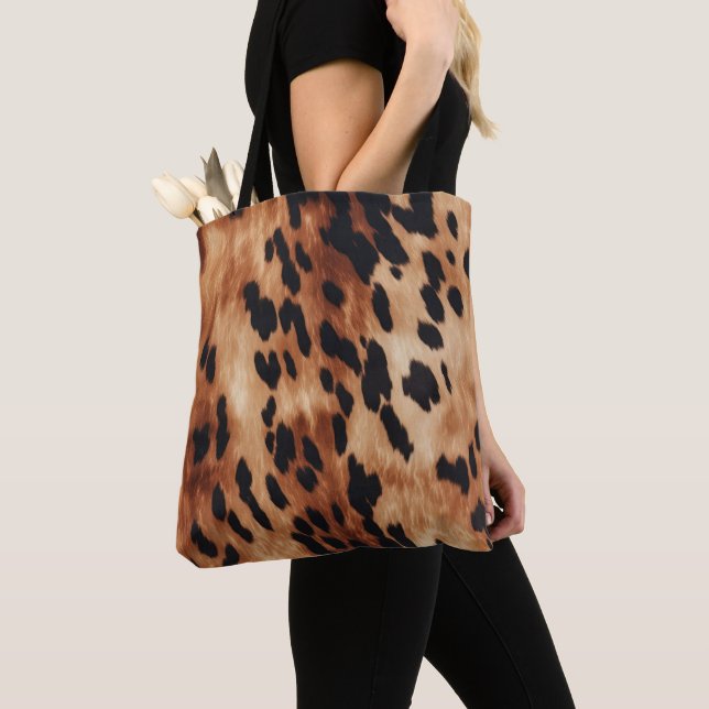 Tote Bag Animal Brown occidental de vache noire (De près)