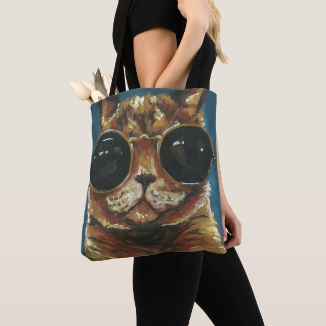 Tote Bag Animal pimpant | Kitty dans des lunettes de soleil (De près)