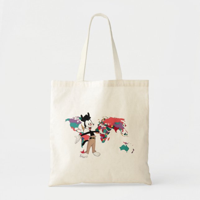 Tote Bag Animaniacs | Graphique de la carte du monde de Yak (Devant)